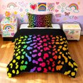 thumbnail image 1 of Manfei Ink Rainbow Twin Comforter Sets, Neon Leopard Print Bedding Set, Black Pink Orange, Black Reversible, 2 Pieces, 1 Comforter and 1 Pillowcase, 1 of 7
