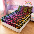 thumbnail image 1 of Manfei Ink Rainbow Zipper Twin Comforter Sets with Fitted Sheet and 2 Pillowcases, Neon Leopard Print Zipper Bedding Set, Black Pink Orange, Black Reversible, 4 Pieces, 1 of 7
