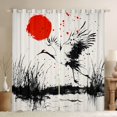 thumbnail image 1 of Manfei Ink Red Sun Crane Black Out Curtains for Home, Wetland Curtains Pack of 2 (42x63 Each) for Office, Black Red White, 1 of 6