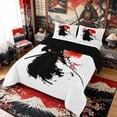 thumbnail image 1 of Manfei Ink Samurai Full Size Comforter Sets for Boys Men, Sakura Sword Bedding Sets, Black Red Pink, Black Reversible 3 Pieces, 1 Comforter and 2 Pillowcases, 1 of 6