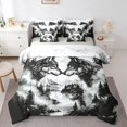 thumbnail image 1 of Manfei Ink Wash 7pcs Queen Bedding,Wild Wolves Bedding Comforter Set Queen,White Black,Light Gray Reversible, 1 of 7