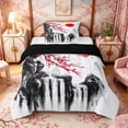 thumbnail image 1 of Manfei Ink Waterfall Twin Comforter Sets for Home, Plum Sun Bedding Set for Office, Black Red White, Black Reversible 2-Piece, 1 Comforter and 1 Pillowcase, 1 of 6