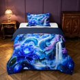 thumbnail image 1 of Manfei Japanese Dragon Animals Twin Comforter Sets,Eastern Flower Moon Bedding Set,Blue,Navy Blue Reversible,2 Pieces,1 Comforter and 1 Pillowcase, 1 of 6