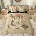 thumbnail image 1 of Manfei Japanese Samurai 7-Piece Full Bedding Set,Boho Kitten,Gothic Skull,Cozy Reversible, 1 of 8