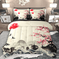 thumbnail image 1 of Manfei Japanese Style Bedding Comforter Set 7 Pieces for Girls Women, Ocean Wave Queen Bedding Sets, Chic Cherry Blossoms Queen Sheet Sets, Super Cozy Room Decor, 1 of 8