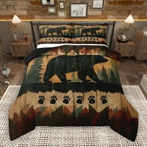 Manfei Jungle Animal Bear Bedding Comforter Set,Kawaii Bear Paws Twin Comforter Sets,Retro Graffiti Bedding Set For Kids Teens,Luxury Bedroom Decor Reversible,2pcs