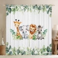 thumbnail image 1 of Manfei Jungle Animal Party Blackout Curtains, Giraffe Lion Elephant Curtains Pack of 2 (38x45 Each), Cute Wildlife Window Curtains, Curtains and Drapes Room Decorative, 1 of 4