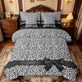 thumbnail image 1 of Manfei Jungle Animal Pattern 7-Piece King Bedding,Black Kawaii Bowknot King Bed in a Bag,Black Reversible, 1 of 7