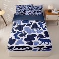 thumbnail image 1 of Manfei Jungle Animal Zipper Full Size Comforter Sets with Fitted Sheet and 2 Pillowcases,Vintage Camouflage Zipper Bedding Set,Blue Black,Navy Blue Reversible,4pcs, 1 of 8