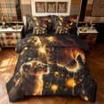 thumbnail image 1 of Manfei Jungle Animals Twin Bedding, Kawaii Lion Family Bedding Comforter Set, Dark Brown, Black Reversible, 7 Pieces, 1 of 6