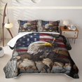 thumbnail image 1 of Manfei Jungle Bald Eagle Twin Quilt Set,Retro Us Flag Twin Coverlet Set,Black Red,2pcs, 1 of 7