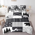 thumbnail image 1 of Manfei Jungle Bear Bedding Comforter Set 7pcs for Men, Woodland Wildlife Queen Bedding Sets, Rustic Farmhouse Patchwork Reversible Queen Sheet Sets, Lightweight Room Decor, 1 of 7