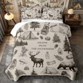 thumbnail image 1 of Manfei Jungle Bear Deer Twin Quilt Set 2 Pieces,Adventure RV Accessories Twin Coverlet Set,Beige Brown,1 Bedspread and 1 Pillowcase, 1 of 7