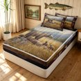 thumbnail image 1 of Manfei Jungle Bear Family Zipper Full Size Comforter Sets with Fitted Sheet and 2 Pillowcases, Woodland Animal Zipper Bedding Set, Brown, Black Reversible, 4pcs, 1 of 7