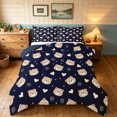 thumbnail image 1 of Manfei Jungle Bear Full Size Comforter Sets, Dreamy Animal Print Bedding Comforter Set, Navy Tan, Blue Reversible, 3-Piece, 1 Comforter and 2 Pillowcases, 1 of 7