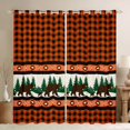 thumbnail image 1 of Manfei Jungle Bear Pine Black Out Curtains,Rustic Western Aztec Curtains Pack of 2 (42x63 Each),Orange Black Grid Bedroom Curtains For Boy,Microfiber Bedroom Decor, 1 of 6