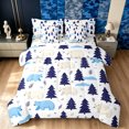 thumbnail image 1 of Manfei Jungle Bear Queen Bedding, Woodland Rustic Tree Bedding Comforter Set Queen, White Navy, Polkadot Reversible, 7 Pieces, 1 of 5