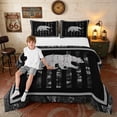 thumbnail image 1 of Manfei Jungle Bear Queen Comforter Set, Retro US Flag Comforter Sets Queen, Black Grey, Black Reversible 3-Piece, 1 Comforter and 2 Pillowcases, 1 of 6