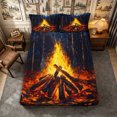 thumbnail image 1 of Manfei Jungle Campfire Fitted Sheet Queen 3-Piece,Adventure Theme Bedding,Dark Blue Yellow,1 Fitted Sheet and 2 Pillowcases, 1 of 6