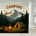thumbnail image 1 of Manfei Jungle Campfire Tents Shower Curtain 72Wx72L,Happy Camping Bathroom Curtain,Green Brown, 1 of 6