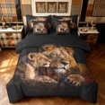 thumbnail image 1 of Manfei Jungle Couple Lion Full Size Bedding Sets, Valentine's Day Animal Print Full Size Bed in a Bag, Black Brown, Black Reversible, 7-Piece, 1 of 6