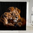 thumbnail image 1 of Manfei Jungle Couple Lion Shower Curtain 72Wx78L, Valentine's Day Animal Print Bath Curtain, Black Brown, 1 of 5