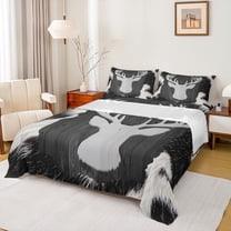 Manfei Jungle Deer Silhouette Twin Sheet Sets,Rustic Cow Hide Twin Fitted Sheet,Gray Brown Flat Sheet For Men Women,Ultra Soft Home Decor,3pcs