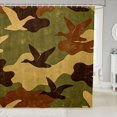 thumbnail image 1 of Manfei Jungle Duck Animal Shower Curtain 72Wx72L, Mid Century Camouflage Shower Curtain 72Wx72L, Woodland Green, 1 of 5