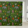thumbnail image 1 of Manfei Jungle Elephant Shower Curtain 72Wx84L, Kawaii Wildfife Bathroom Shower Curtain, Green, 1 of 5