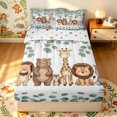 thumbnail image 1 of Manfei Jungle Giraffe Lion Zipper Twin Comforter Sets with Fitted Sheet and 2 Pillowcases, Waterclor Spring Leaf Zipper Bedding Set, White Green, Polkadot Reversible, 4pcs, 1 of 7