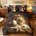 thumbnail image 1 of Manfei Jungle Lion Sheep Full Size Bedding Sets, Vintage Western Bible Full Size Bed in a Bag, Dark Brown, Black Reversible, 7pcs, 1 of 6