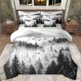 thumbnail image 1 of Manfei Jungle Nature Scenery Bedding Comforter Set 7pcs, Grey Mountain Pine Tree King Bedding Sets, Retro Natural Landscape Reversible Bed Sheets, Ultra Soft Bedroom Decor, 1 of 7