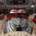 thumbnail image 1 of Manfei Jungle Tiger Bedding Comforter Set 2pcs, Romantic Red Rose Twin Comforter Sets, Animal Floral Bedding Set, Lightweight Room Decor, 1 of 8