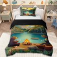 thumbnail image 1 of Manfei Kawaii Animal Bear Deer Twin Bedding for Boys Girls,Kids Teens Lake Life Happy Camping Duvet Cover Set,2pcs,No Comforter,Black Reversible,Microfiber Bedroom Decor, 1 of 6
