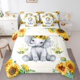 thumbnail image 1 of Manfei Kawaii Animal Elephant Twin Bedding Sets 7-Piece for Kids Children,Chic Floral Sunflowers Bedding Comforter Set Microfiber,Cartoon Wildlife Breathable Sheet Sets,Luxury Bedroom Decor, 1 of 8