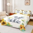 thumbnail image 1 of Manfei Kawaii Animal Elephant Twin Sheet Sets 3pcs for Kids Children,Chic Floral Sunflowers Twin Fitted Sheet Microfiber,Cartoon Wildlife Breathable Flat Sheet,Luxury Bedroom Decor, 1 of 7