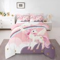 thumbnail image 1 of Manfei Kawaii Animal Unicorn Bedding Comforter Set,Colorful Rainbow Twin Comforter Sets,Gold Glitter Print Stars Bedding Set For Girls Kids,Super Cozy Room Decor Reversible,2 Pieces, 1 of 8