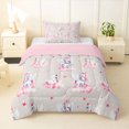 thumbnail image 1 of Manfei Kawaii Animal Unicorn Twin Comforter Sets,Cute Swan Flower Bedding Set,Pink Gray Multicolor,Pink Reversible,2pcs,1 Comforter and 1 Pillowcase, 1 of 8
