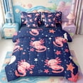 thumbnail image 1 of Manfei Kawaii Axolotl 7-Piece King Bedding,Animals Pattern King Bed in a Bag,Navy Blue Reversible, 1 of 7