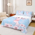 thumbnail image 1 of Manfei Kawaii Axolotl Bed Sheets Queen,Pink Cherry Blossom Bedding Queen Size,Pink Blue Sheet Set Queen For Girl,Microfiber Bedroom Decoration,4 Pieces, 1 of 7