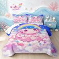 thumbnail image 1 of Manfei Kawaii Axolotl Bed Spread Queen, Magical Rainbow Cloud Queen Coverlet Set, Blue Pink, 3pcs, 1 Quilt and 2 Pillowcases, 1 of 7