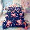thumbnail image 1 of Manfei Kawaii Axolotl Full Size Comforter Sets,Animals Pattern Bedding Comforter Set,Navy Blue Reversible,3 Pieces,1 Comforter and 2 Pillowcases, 1 of 7