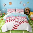 thumbnail image 1 of Manfei Kawaii Baseball Bed Spread Queen, Girls Ice Cream Drip T Queen Coverlet Set, Pink Light Blue T, Polka Dots Reversible 3-Piece, 1 Quilt and 2 Pillowcases, 1 of 7