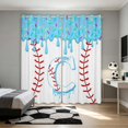 thumbnail image 1 of Manfei Kawaii Baseball Kitchen Curtains, Sport C Letter Black Out Curtains Pack of 2 (42x63 Each), Light Blue C, 1 of 5