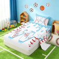 thumbnail image 1 of Manfei Kawaii Baseball Twin Sheets, Sport W Letter Bedding, Light Blue W 3 Pieces(1 Flat Sheet, 1 Fitted Sheet and 1 Pillowcase), 1 of 6