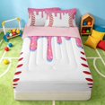 thumbnail image 1 of Manfei Kawaii Baseball Zipper Queen Comforter Set with Fitted Sheet and 2 Pillowcases, Cute Sports Zipper Bedding Set, Pink Red Blue White, 1 of 7