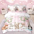 thumbnail image 1 of Manfei Kawaii Bear Fox 7pcs Bedding Comforter Set,Wild Reindeer Rabbit Queen Bedding Sets,Pink Flower Floral Queen Sheet Sets For Girls Teens,Microfiber Bedroom Decor Reversible, 1 of 8