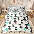 thumbnail image 1 of Manfei Kawaii Black Cat 7-Piece Twin Bedding Sets, Cartoon Cute Animal Bedding Comforter Set, Chic Abstract Ombre Reversible Sheet Sets, Lightweight Room Decor, 1 of 8