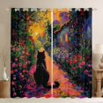 thumbnail image 1 of Manfei Kawaii Black Cat Black Out Curtains for Child Teens,Spring Garden Curtains Pack of 2 (42x63 Each),Chic Floral Flowers Bedroom Curtains,Microfiber Bedroom Decor, 1 of 6