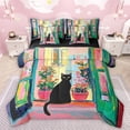 thumbnail image 1 of Manfei Kawaii Black Cat Twin Bedding Sets 7-Piece for Child Teens,Chic Floral Flower Bedding Comforter Set Microfiber,Retro Vintage Aesthetic Breathable Sheet Sets,Microfiber Bedroom Decor, 1 of 8